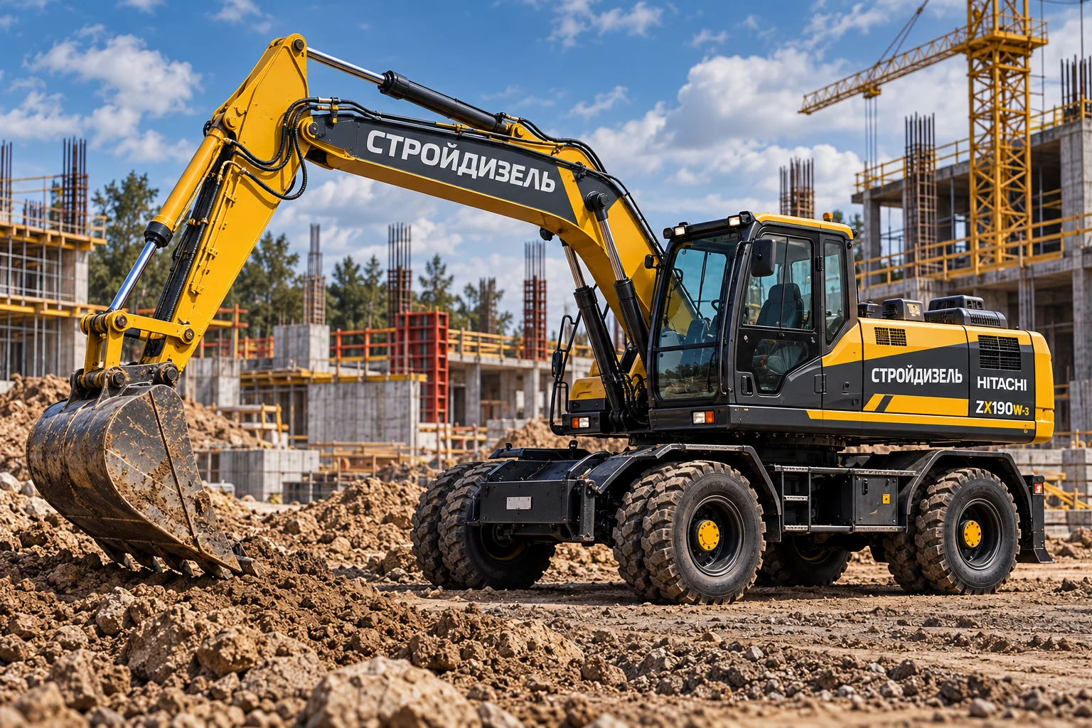 HITACHI ZX190W-3 — фирменная AI-визуализация