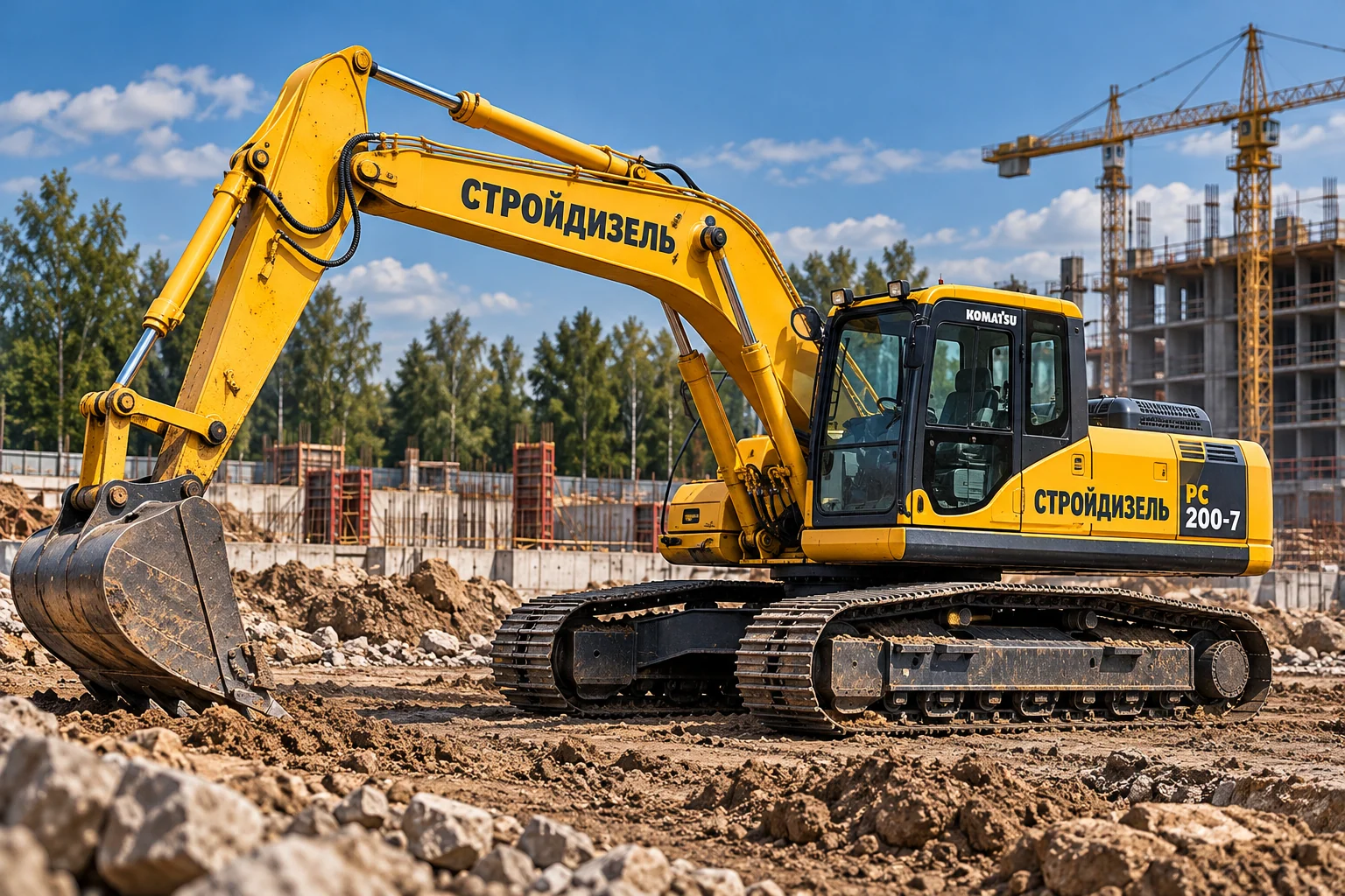 KOMATSU PC200-7 — фирменная AI-визуализация